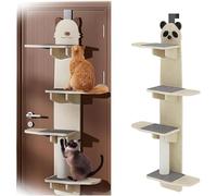 Cat Tree Wall Mounted - 4-Level Wooden Corner Tower for Kittens, Ideal Playground for Climbing, Playing, and Lounging