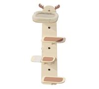 Cat Tree Wall Mounted, Cat Scratching Post, Cat Tree for Indoor Cats with Jumping Platform and Tease Cat Ball, Suitable for Doors, Walls, Wardrobes(Beige+cat bed,Medium)