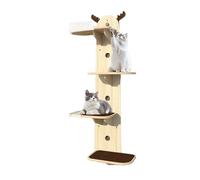 Cat Tree Wall Mounted, Cat Scratching Post, Cat Tree for Indoor Cats with Jumping Platform and Tease Cat Ball, Suitable for Doors, Walls, Wardrobes(Beige,Medium)