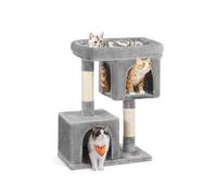 Feandrea Cat Tree, 84 cm Tower, L, Perch Condo for Large Cats up to 7 kg, 2 Caves, Scratching Post, Light Grey PCT61W