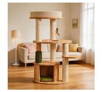 Cat Tree with Mesh Pouch and Semi-Enclosed Bed H108.5/146/168cm(42.7x57.5x66.1") Cat Tower with Fenced Lookout Platform Scratching Post for Grooming and Itch Relief Kraft Paper Rope Scratching