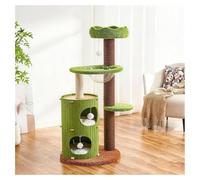 Cat Tree with Reinforced Base Plate Space Capsule Cat Bed Fenced Lookout Platform Felt Roof Cat Tower MDF Cat Tree Teaser Ball Extra-Thick Scratching Post H102/132cm (40.2/52") Swinging Rope Toy