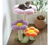 Cat Tree with Scratching Post, Flower-shaped Cat Tower for Indoor Use, Plush Top Perch for Kittens, Small Space Friendly