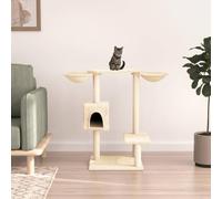 Cat Tree with Scratching Posts Cream, 82 cm Multi-Level Cat Tower, Engineered Wood Cat House Furniture for Climbing & Relaxing