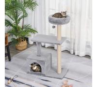 Cat Tree with Sisal-Covered Scratching Posts Condo Grey PawHut Grey One Size