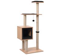 Cat Tree with Sisal Scratching Mat 123cm Kitten Pet Supply White/Black vidaXL