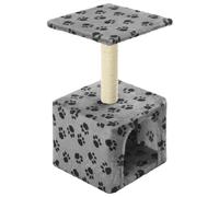vidaXL Cat Tree with Sisal Scratching Post 55cm Grey Paw Print Playhouse Tower