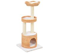 Cat Tree with Sisal Scratching Post Natural Willow Wood Berkfield Home Brown One Size