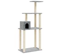 vidaXL Cat Tree w/ Sisal Scratch Posts Light Grey 147cm, Grey