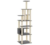 Cat Tree with Sisal Scratching Posts 183cm Cat Play Tower Multi Colours vidaXL