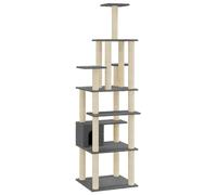 (light grey) vidaXL Cat Tree with Sisal Scratching Posts 183cm Cat Play Tower Multi Colours