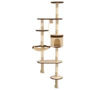 vidaXL Cat Tree with Sisal Scratching Posts Wall Mounted 194cm Beige and Brown