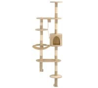 Cat Tree with Sisal Scratching Posts 194cm Tower Beige/Beige and Brown vidaXL
