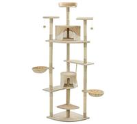 Cat Tree with Sisal Scratching Posts 203 cm Beige and White