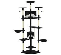 vidaXL Cat Tree with Sisal Scratching Posts 203cm Black and White Playhouse