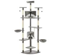 vidaXL Cat Tree with Sisal Scratching Posts 203cm Grey and White Playhouse