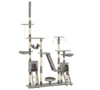 Cat Tree with Sisal Scratching Posts 230-250cm Play Tower Multi Colours vidaXL