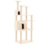 vidaXL Cat Tree w/ Sisal Scratching Posts Cream 166cm, Cream
