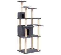 vidaXL Cat Tree w/ Sisal Scratching Posts Dark Grey 166cm, Grey