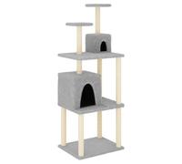 (cream) vidaXL Cat Tree with Sisal Scratching Posts Pet Cat Scratch Tower Light Grey