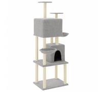 vidaXL Cat Tree w/ Sisal Scratching Posts Light Grey 180cm, Grey