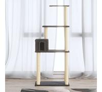 Cat Tree with Sisal Scratching Posts, Dark Grey, 147 cm Tall, Multi-Level Cat Tower Furniture for Indoor Cats, Cozy House & Perches