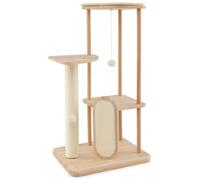 Cat Tree, Wooden Multi-level Activity Center with Padded Perch, Platforms, Hanging Toys, Sisal Scratching Post & Board for Cats, Ideal for Home Use
