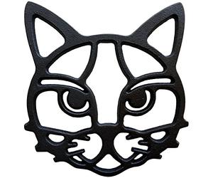 Cat Trivet - Black Cast Iron for Hot Dishes & Pots on Kitchen & Dining Table | Metal Cat Face Trivet with Feet Protect Countertops | Cat Lover Gifts & Wall Decoration 6.5" x 6.0" by Tabby-Trivet