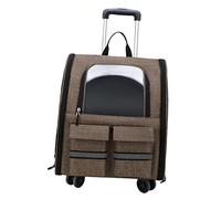 Cat Trolley Case Backpack Pet Rolling with Wheel Kennel with Handle Carrying Bag for Doggy Small Cats Hiking Transport Traveling, Violet/388(Color:Khaki)