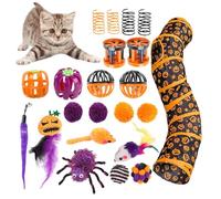 Cat Tube Tunnel - 12x48in Crinkle Polyester, Spooky Themed Playway, Exercise Tube, Interactive Pouncing Agility Training | Festive Feline Entertainment for Indoor Kittens Small Animals She