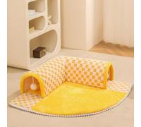Cat Tunnel | 2 In 1 Cat Tunnel With Carpet | Cat Bed Cave With Plush Ball | Cat Tunnel Bed Cushion | Squares Cat Tunnel | Pet Plush Bed Dog House For Kitten Ferret Puppy Cat