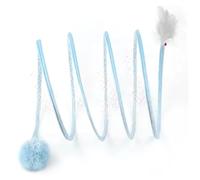 Cat Tunnel, 26x10 Inch Foldable Self-Play Cat Spiral Toy with Feathers & Fluffy Ball & Bell Interactive for Indoor Home Spiral Toy Tunnel Tunnels for Indoor Cats