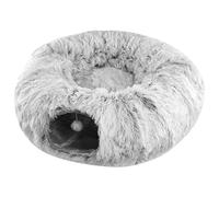 Cat Tunnel Bed 2 in 1 Plush Cat Donut Bed Tunnel, 33.5x10.3 Inch Foldable, Removable and Washable Cat Tunnel Toy for Small Medium Cat, Puppy, Rabbits, Tunnels