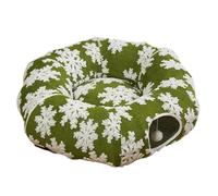 Cat Tunnel Bed - 37.01 Inch Tunnel | Cotton Velvet Mat - Soft Tunnel Bed for Kittens with Red and Green Snowflake Design, Made for Indoor Play Rest and Cosy Winter Comfort