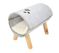 Cat Tunnel Bed, Cat Cave Cat Bed Elevated Cat Tunnel with Wooden Legs Pet Play Tunnel Toy with Plush Cushion for Cats, Kitten, Puppy, Rabbit,16.9x14.2x9.8in