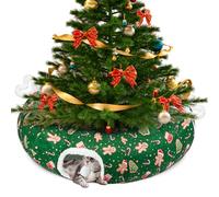 Cat Tunnel Bed Christmas Tree Skirt for Indoor Cats, Maansfy Large Peekaboo Cat Cave Decorative Christmasn Donut Tunnel Tube Playground Toys for Kitten Medium Large Cat (Green)