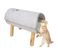 Cat Tunnel Bed, Elevated Cat Tunnel with Wooden Legs Cat Cave Cat Tunnels for Indoor Cats Pet Play Tunnel Toy with Plush Cushion for Cats, Kitten, Puppy, Rabbit,16.9x14.2x9.8in