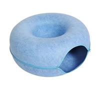 Cat Tunnel Bed for Indoor Cats - Breatahble Detachable Donut Tunnels Felt Round Cat Bed - Zippered Cozy Caves Tunnel Toy Donut for Home Pet Shop