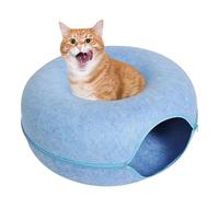 Cat Tunnel Bed for Indoor Cats - Breathable Scratch Resistant Cat Cave Bed Felt Round - Donut Tunnel Toy Caves with Zipper for Home Pet Shop