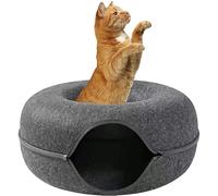 cat tunnel bed for indoor cats, donut tunnel for cats, round cat bed for felt scratch resistant, detachable tunnels for washable