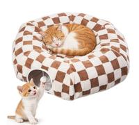 Cat Tunnel Bed for Indoor Cats, Soft Plush Round Peekaboo Cat Bed Cave with Washable Cushion, Under Cristmas Tree Cat Donut Tunnel Toys