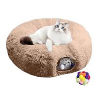 Cat Tunnel Bed for Indoor Cats, Under Christmas Collapsible Multi-Combinations Tree Soft Plush Peekaboo Cat Cave Donut Tunnel for Cats, Rabbits, Ferrets, Small Animalls (Brown)