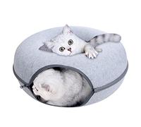 Cat Tunnel Bed, KSIEE Cat Tunnel for Indoor Cats, Scratch Resistant Detachable Round Felt Cat Tube Play Toy with Peek Hole, and Washable Large Donut Cat Bed for Small Pets Rabbits, Kittens, Puppy