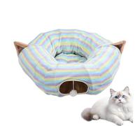 Cat Tunnel Bed - Large Kitten House For Indoor Kittens | Foldable Enclosed Cat Bed | | Colorful Stripes Play Tunnel For Pet Birthday Christmas Party Small Animals Chasing Puppy