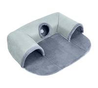 Cat Tunnel Bed - Plush Cat Furniture, U Shape , Removable Washable Cave, Soft Sleeping Nest with Cosy Tunnel Cushion, Hanging Play Ball Toy, Indoor Houses for Pets