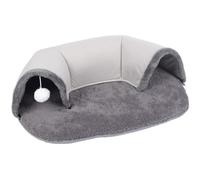 Cat Tunnel Bed U-shaped Soft Cat Tunnel Memory Foam Non-slip Carpet with Hanging Ball Detachable Washable 29.5x20.9x8.3in Hideaway