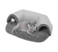 Cat Tunnel Bed | Warm Soft Plush Cat Doughnut Tunnel with White Plush Ball - Spacious Cat Condo Shelter, Interactive Cat Tunnels for Indoor Cats, Winter Pet Supplies