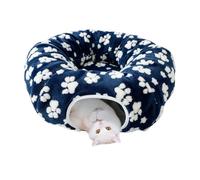 Cat Tunnel Bed with Play Ball Plush Warm Foldable Tilt Protection Game | donut cat bed pet tunnel for puppies rabbits pets indoor floor home living room bedroom balcony corner