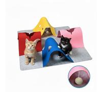 Cat Tunnel Bed with Scratcher Cardboard for Indoor Cats - Large Collapsible 3-in-1 Kitty Tube Toy & Scratching Pad, Durable Peek-a-Boo Hideaway Cave for Puppy, Rabbit, and Big Cats Exercise & Sleep