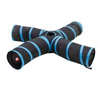 vidaXL Cat Tunnel 4-way Black and Blue 25 cm Polyester, Black